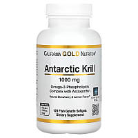 Жир арктического криля с астаксантином (Antarctic Krill) 1000 мг 120 капсул со вкусом лимона и клубники