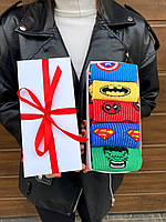 Бокс чоловічих високих шкарпеток 40-45 5 пар у подарунковій коробці Мультгерої, Герої DC, Marvel.