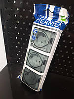 Розетка накладна 3-місна з кришкою, димчаста, IP44, серія Hermes, Elektro-Plast