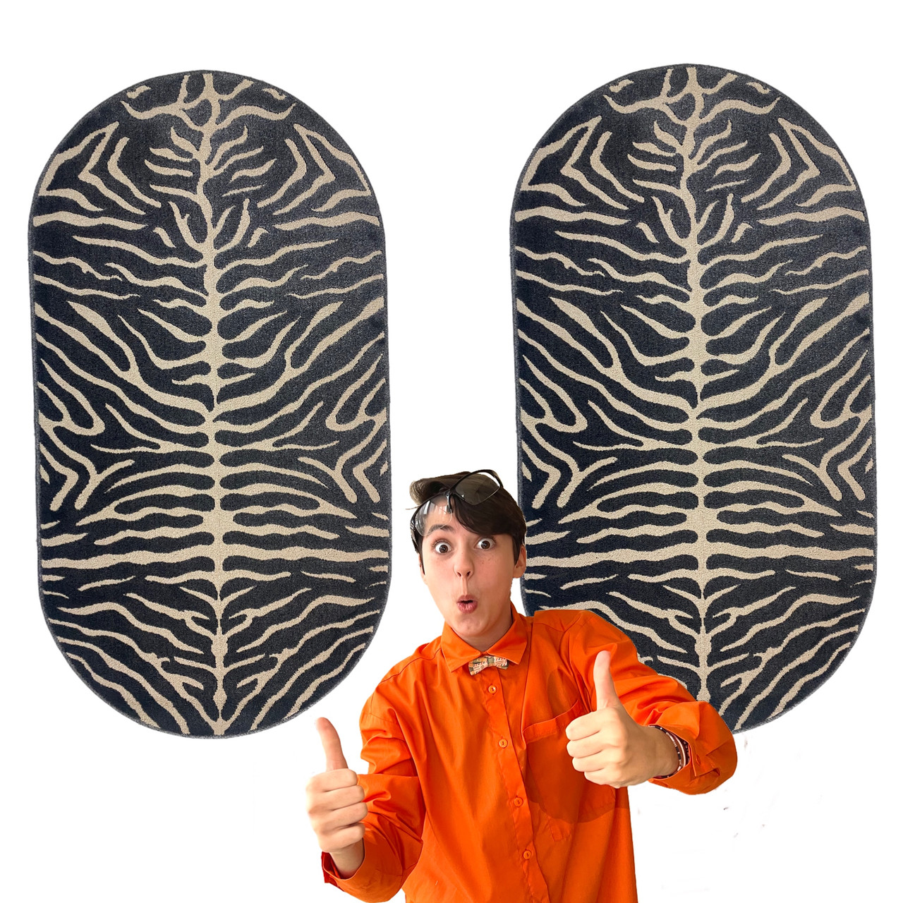 80 x 150 см Килим TIBET сірий колір, різьблений овал м'який, фото 1