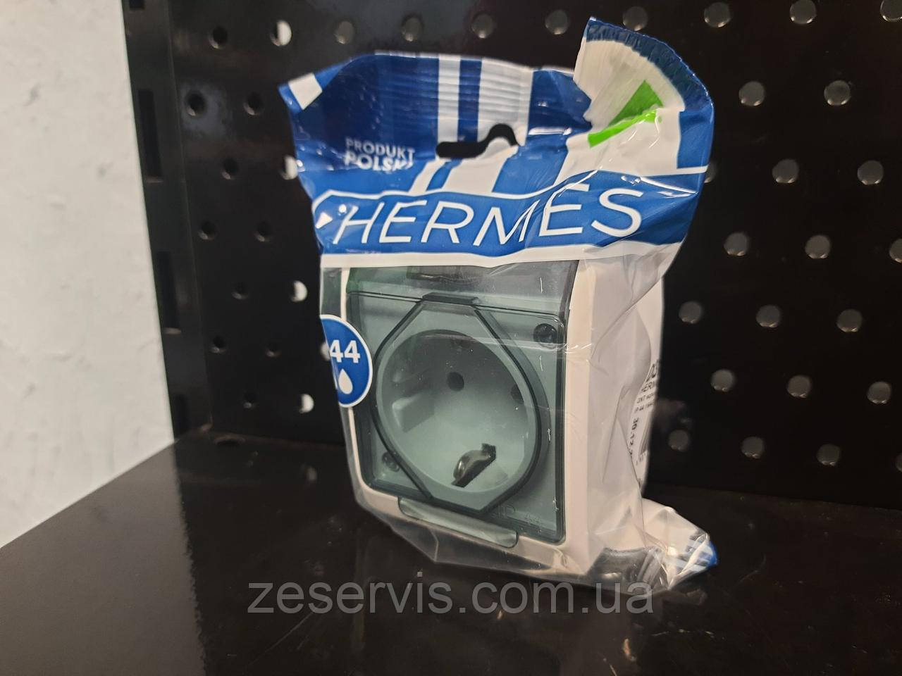 Накладна розетка з кришкою, димчаста, серія Hermes, Elektro-Plast, фото 1