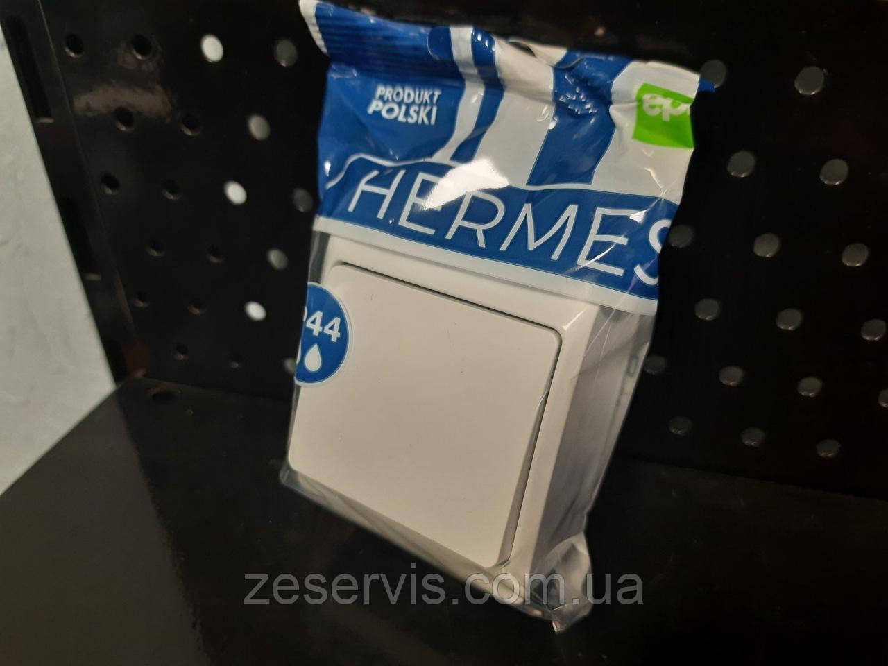 Вимикач накладний 1-клавішний білий, серія Hermes, Elektro-Plast, фото 1
