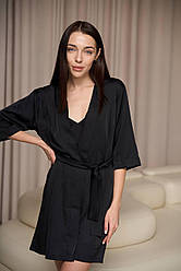 Халат жіночий ШОВКОВИЙ ЧОРНИЙ 074/22