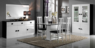 Столова Аврора Білий Глянець Чорний Глянець