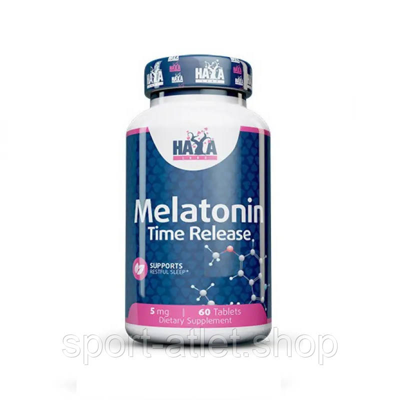 Натуральна добавка Haya Labs Melatonin Time Release 5 mg, 60 таблеток