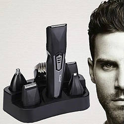 Багатофункціональний тример KEMEI KM-640 Бездротова акумуляторна машинка для стрижки волосся та бороди 8 в 1