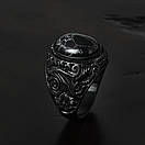 Кільце печатка перстень чоловіче сталеве DRAGON EYE 19 з медичної неіржавної сталі з Чорним каменем, фото 3