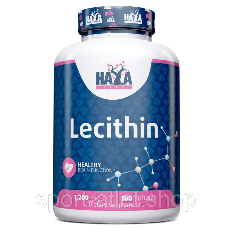 Натуральна добавка Haya Labs Lecithin 1200 mg, 100 капсул