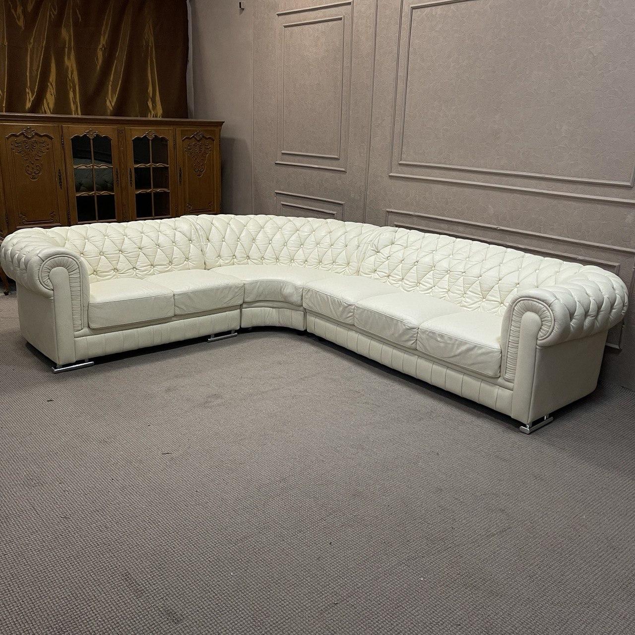 Кожаный белый диван CHESTERFIELD - фото 1 - id-p1810511651