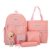 Школьный подростковый рюкзак, Набор 4в1 школьный рюкзак, шоппер, пенал,клатч через плечо для девочки