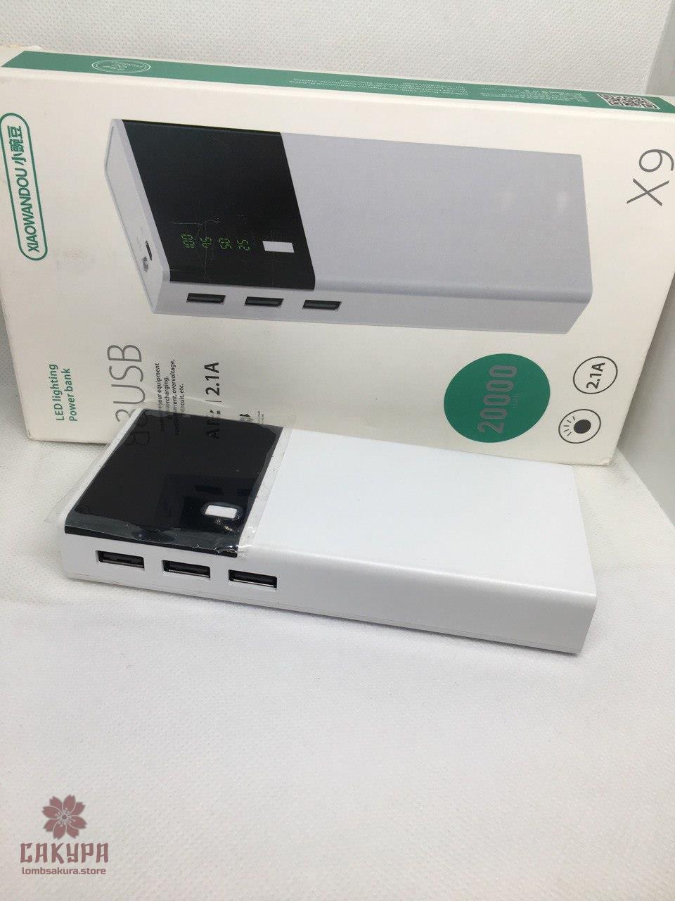Power Bank LED lighting 20000mAh 2.1 A 3 USB