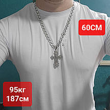 Важкий срібний комплект хрест із ланцюжком чоловічий срібло 925 проби чорнене, фото 6