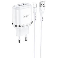 Комплект зарядки для телефона Hoco N4 (2USB/2.4A) + Type-C (Белый)