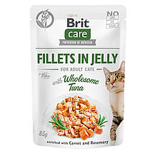 Вологий корм для дорослих котів Brit Care Cat pouch тунець в желе 85g