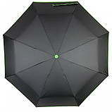 Парасолька жіноча автомат Susino 16301AC, 8 спиць, 3 складання, чорний з салатовою облямівкою, фото 2