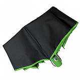 Парасолька жіноча автомат Susino 16301AC, 8 спиць, 3 складання, чорний з салатовою облямівкою, фото 3