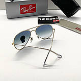 Чоловічі сонцезахисні окуляри RAY BAN 3025 aviator gold gradient (2901), фото 4