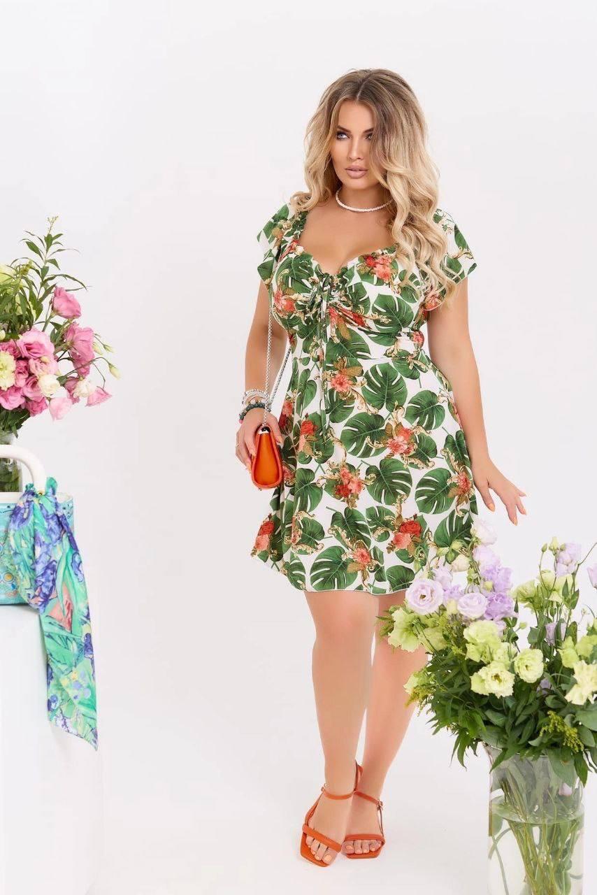 Сукня софт з принтом з короткими рукавами лагідне розміри батал