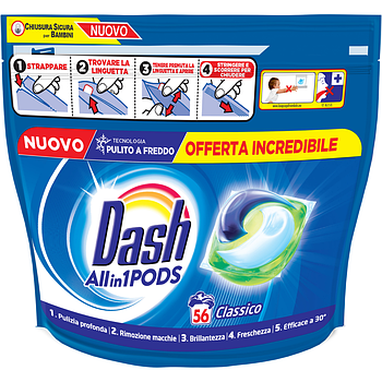 Капсули для прання універсального білизни Dash Classico 3 в 1 56 шт