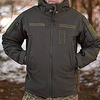 Тактическая куртка демисезонная soft-shell на флисе олива темная (46 - 56р) Для ВСУ мужская камуфляжная MAR