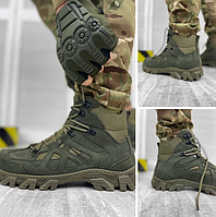 Ботинки тактические демисезонные Олива (41 - 46р) Обувь мужская из натуральной кожи (кордура) военная ЗСУ MAR