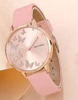 Жіночий рожевий годинник із метеликами на циферблаті