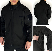 Тактическая куртка soft shell black (М - 3XL) Мужская армейская police черная водоотталкивающая демисезонная