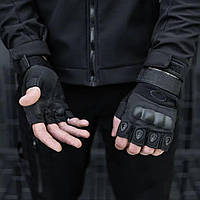 Перчатки тактические зсу беспалые с защитой (M - XL) черные Армейские для стрельбы летние штурмовые MAR