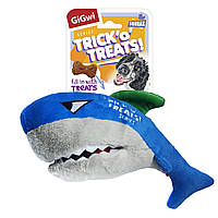 Игрушка для собак GiGwi Акула для лакомств с пищалкой Basic 30 см Синий (75049)