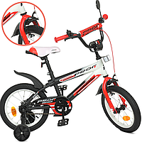 Детский двухколесный велосипед Profi с дополнительными колесами бело красный Original boy Y14325-1