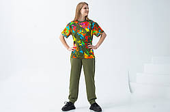 Літня футболка для дівчаток з яскравим принтом р. 104-158