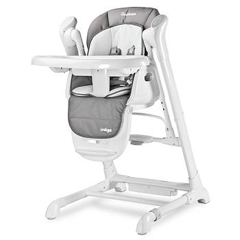 Крісло-гойдалка + стільчик для годування 2в1 від народження Caretero INDIGO Grey