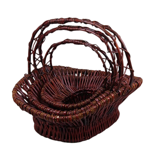Кошик пасхальний плетений коричневий широкий з лози 48 см 1926-3, фото 1