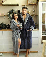 Дуже красивий , теплий парний комплект махрових халатів , Сімейний комплект Він + Вона