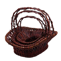Корзина пасхальный плетеная коричневая широкая из лозы 48 см 1926-3
