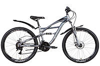 Горный стальной двухподвесный велосипед ST 26" TRON AM2 DD с крылом Pl 2022 серебристо-черный (м)