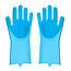 Рукавички для миття посуду з ворсинками Kitchen Gloves, Блакитні / Силіконові рукавички універсальні, фото 3