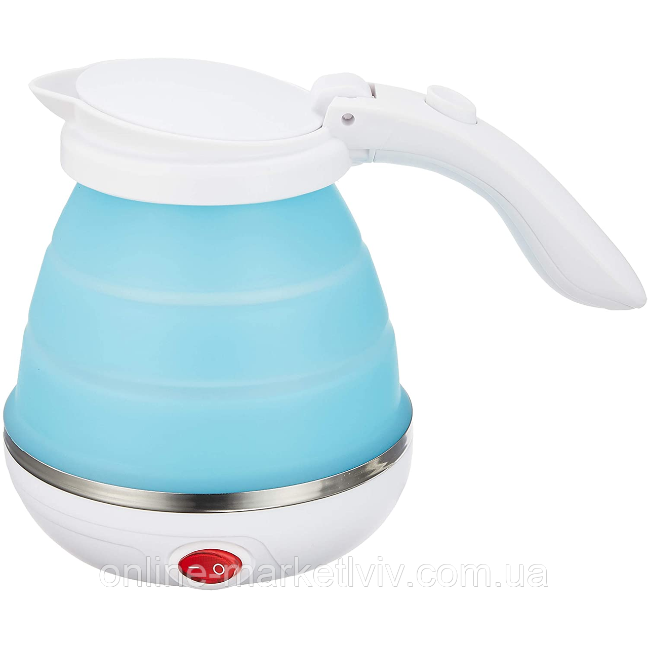 Силіконовий складаний чайник 0,5 л Kettle, Синій / Універсальний електрочайник / Дорожній чайник