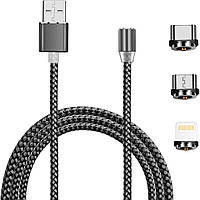 Кабель магнітний USB ХоКо 3 в 1 Lightning Micro USB Type-C SC-350 1.2 м