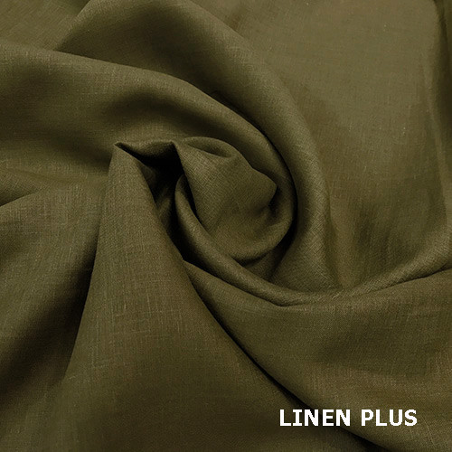 Оливкова 100% лляна тканина, колір 1389
