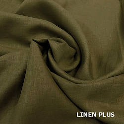 Оливкова 100% лляна тканина, колір 1389