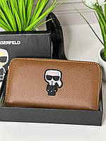 Кошелек Karl Lagerfeld Мужской женский коричневый бумажник Карл Трендовый кошелек клатч