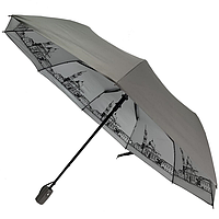 Зонт полуавтомат TheBest F713 женский на 9 спиц с внутренним рисунком Серый