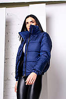 Куртка жіноча коротка дута демісезонна — 008 синій колір