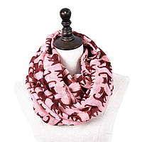 Женский шарф хомут розовый с кошками вискозный легкий