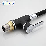 Змішувач для кухні Frap F4042 з гнучким виливом, чорний/хром, фото 4