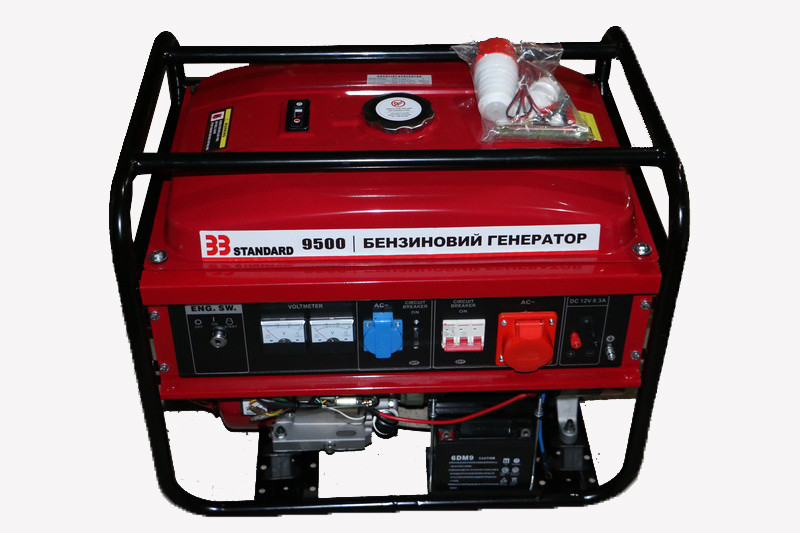 Генератор бензиновий 8кВт/380V/3фази Польща (зі стартером, на колесах, мідний)