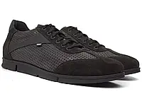 Кроссовки кеды повседневные кожаные с перфорацией черные летняя мужская обувь Rosso Avangard DolGa Casual Perf