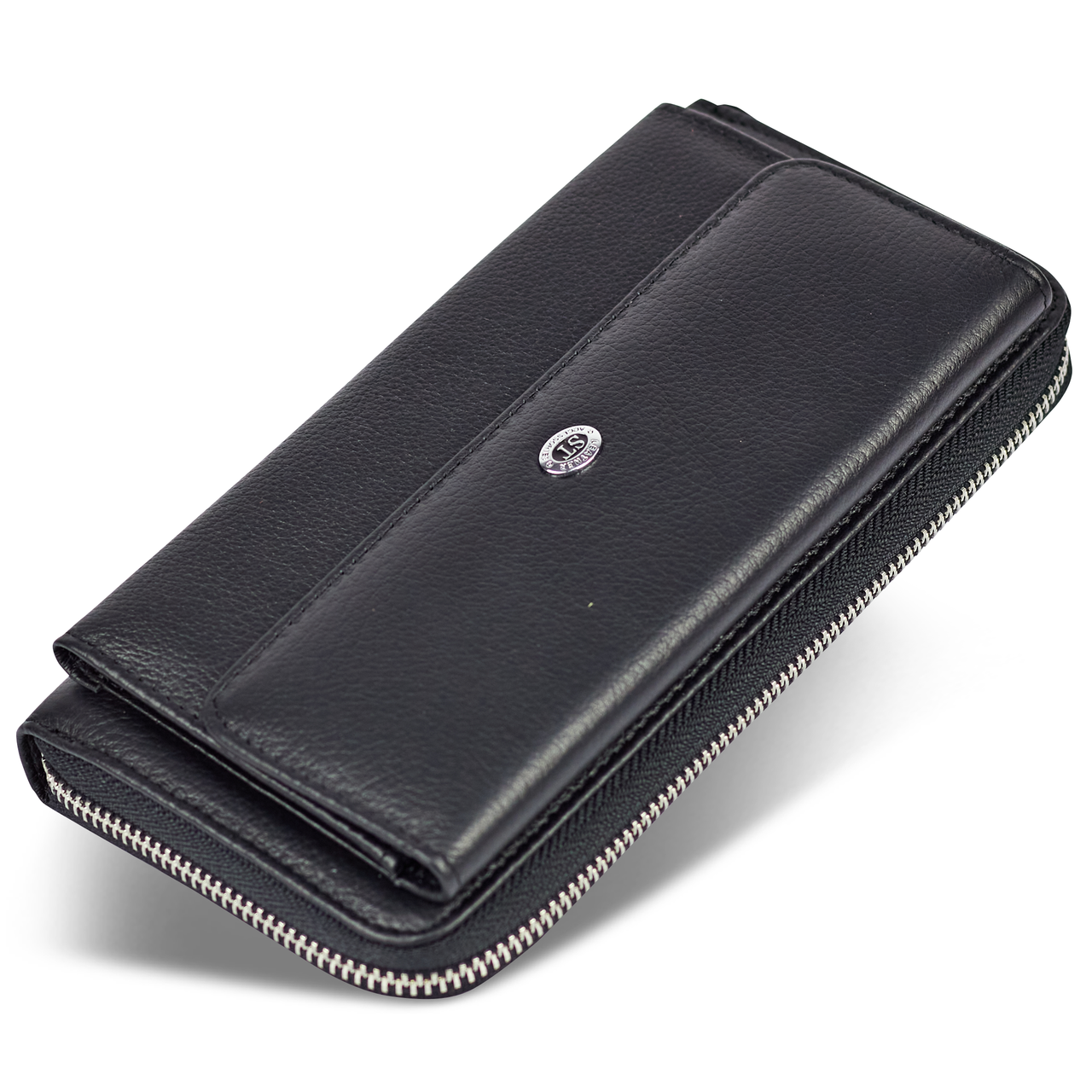 Чорний багатофункціональний гаманець-клатч з натуральної шкіри ST Leather ST027-1, фото 1