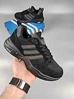 Демисезонные мужские кроссовки Adidas, черные мужские кроссовки Адидас, мужские кроссовки замша - текстиль